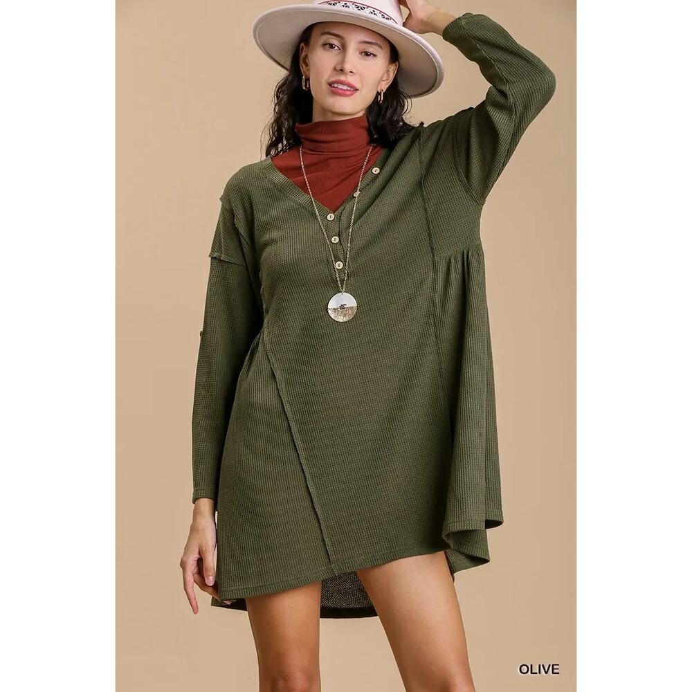 Umgee Olive Green Thermal Dress